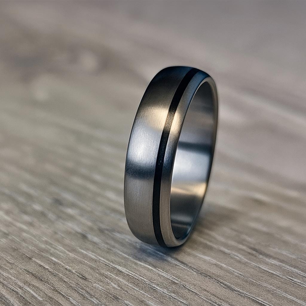 Handmade Titanium & Carbon Fiber Wedding Band: Modern Engagement Ring