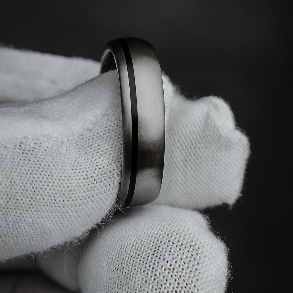 Handmade Titanium & Carbon Fiber Wedding Band: Modern Engagement Ring