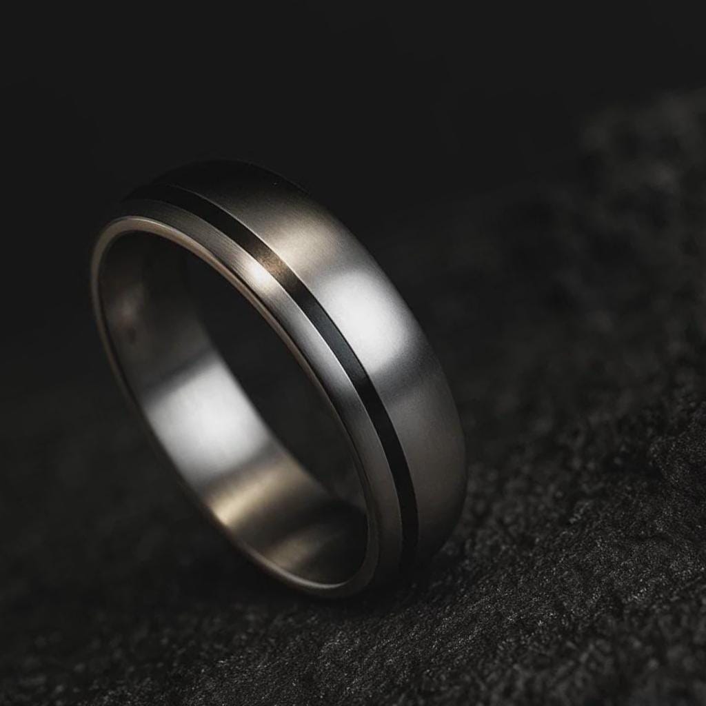 Handmade Titanium & Carbon Fiber Wedding Band: Modern Engagement Ring