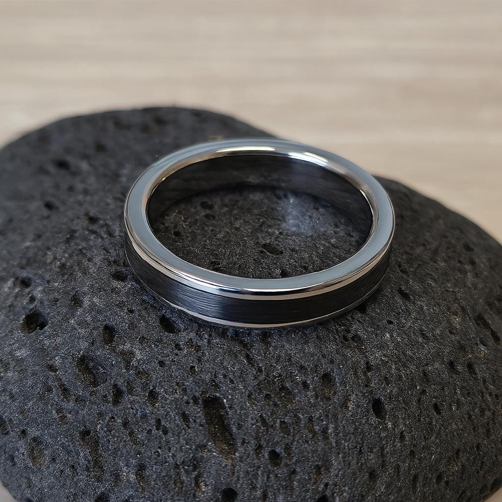 Minimalistic Promise Rings, Handmade Titanium & Carbon Fibre Wedding Band, Modern Engagement Ring