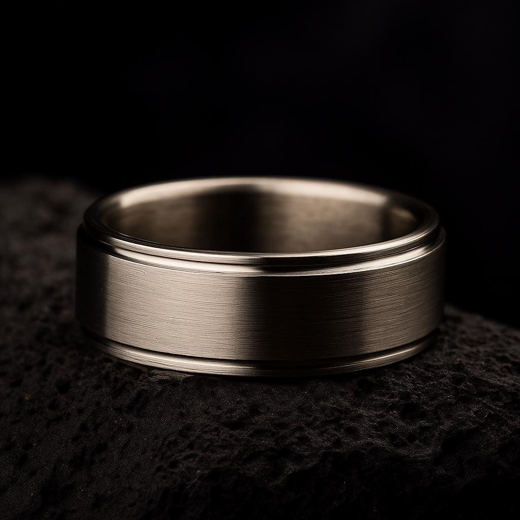 Minimalistic Titanium Wedding Band with Carved Edge | Contemporary Men’s Engagement Ring | Modern Handmade Titanium Ring Gift