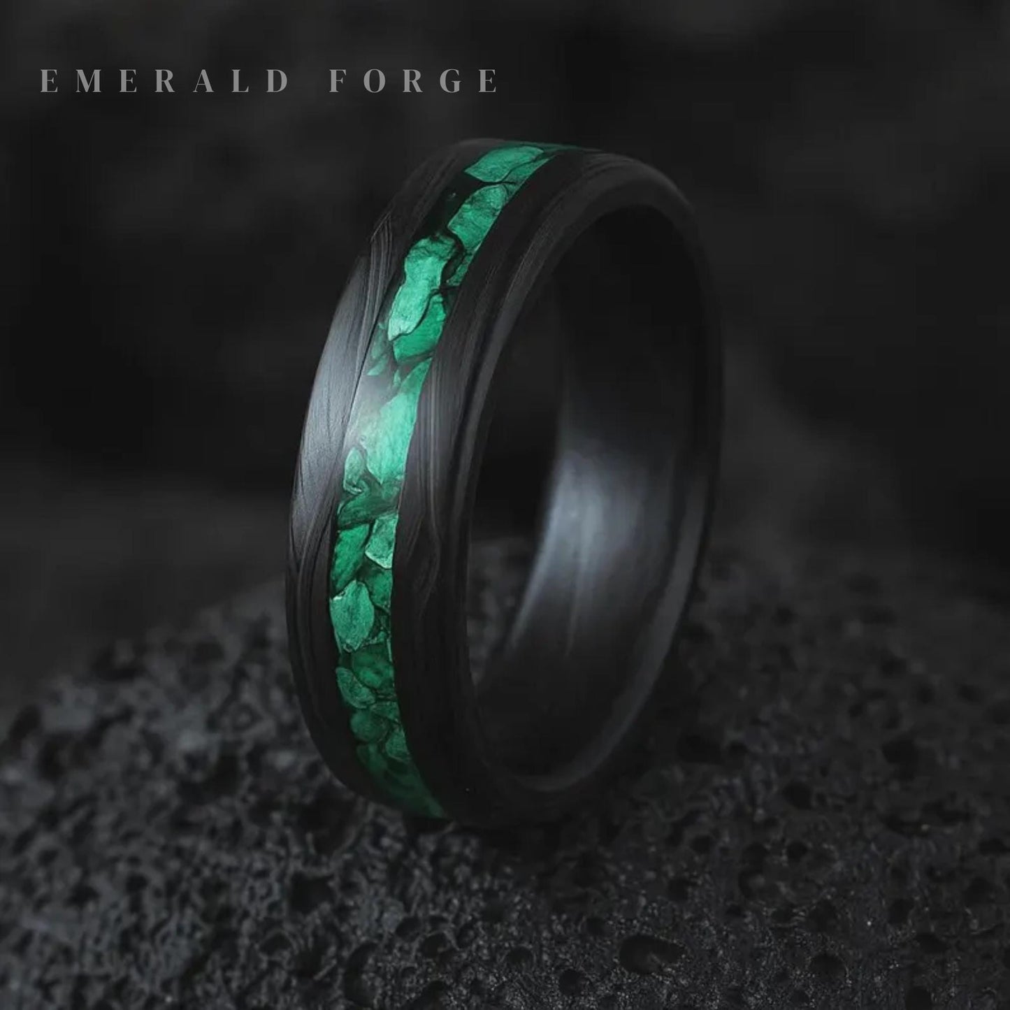 Carbon Fiber Ring, Malachite Wedding Band, Bespoke ring, Men's Black wedding Ring