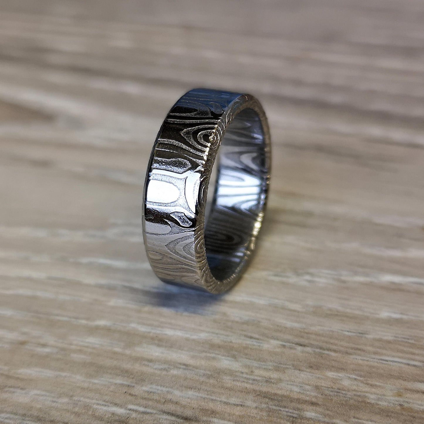 Handmade Damascus Steel Ring: Unique Stainless Steel Wedding Band