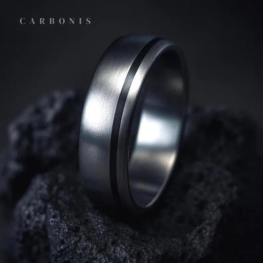 Handmade Titanium & Carbon Fiber Wedding Band: Modern Engagement Ring