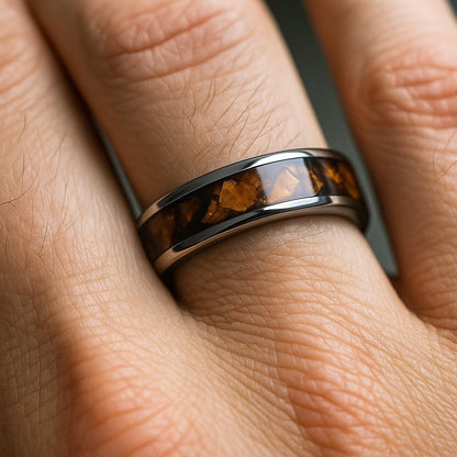 Solaris – Titanium & Tiger’s Eye Wedding Ring