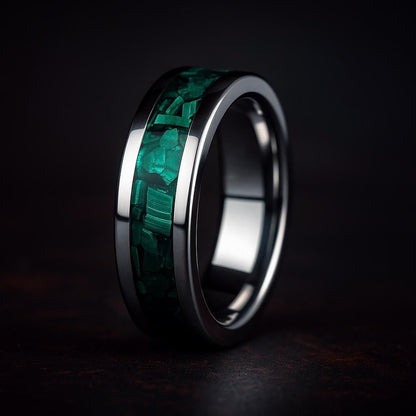 Regent – Titanium & Malachite Wedding Ring