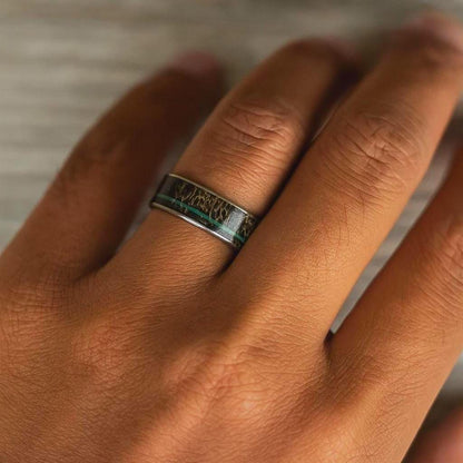 Stag Heart – Titanium, Antler & Malachite Wedding Ring