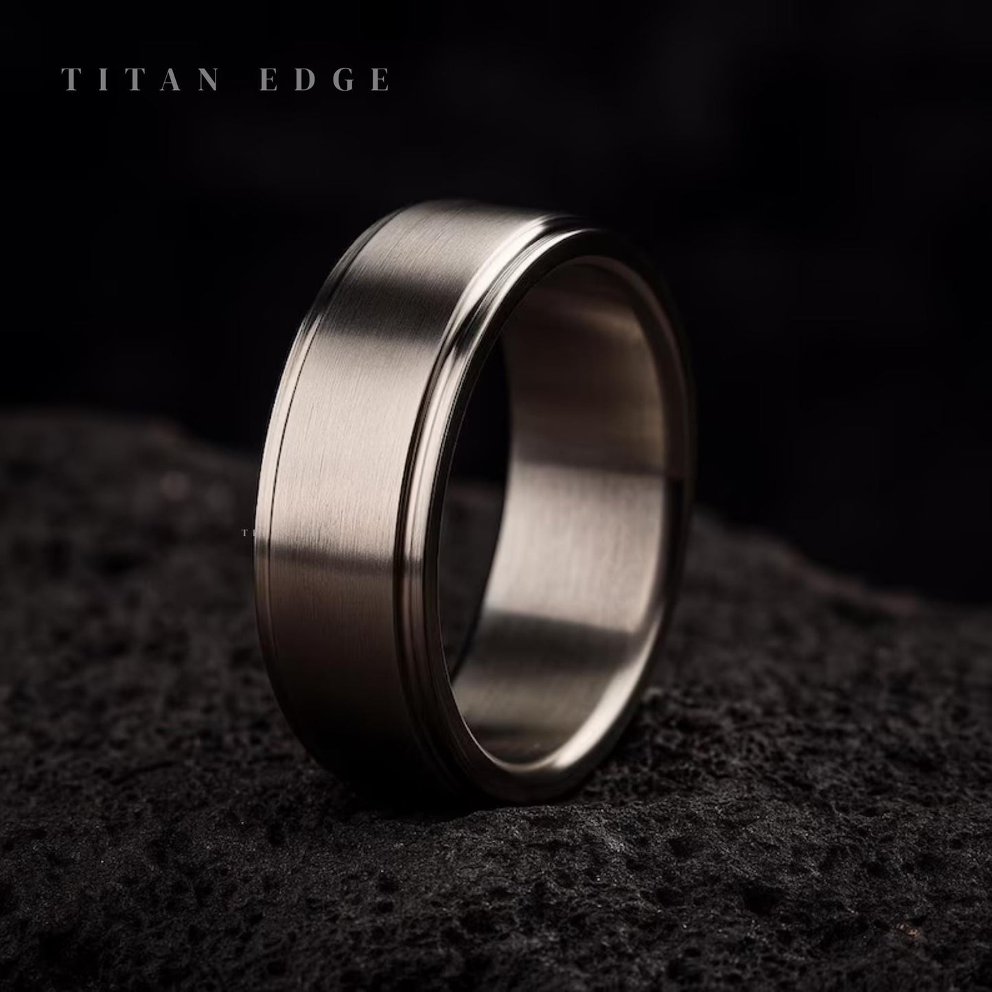 Minimalistic Titanium Wedding Band with Carved Edge | Contemporary Men’s Engagement Ring | Modern Handmade Titanium Ring Gift