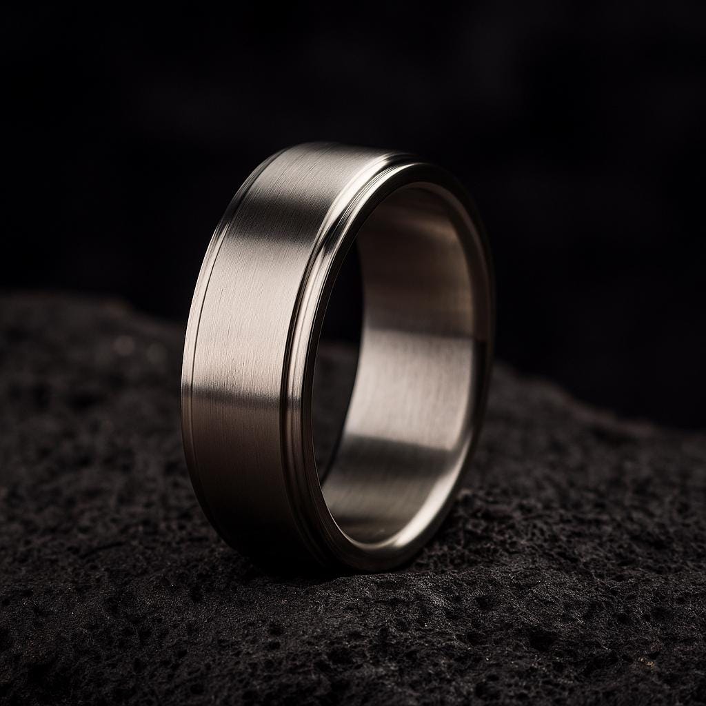 Minimalistic Titanium Wedding Band with Carved Edge | Contemporary Men’s Engagement Ring | Modern Handmade Titanium Ring Gift
