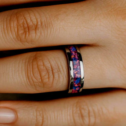 Violet Spirit – Titanium & Purple Opal Wedding Ring