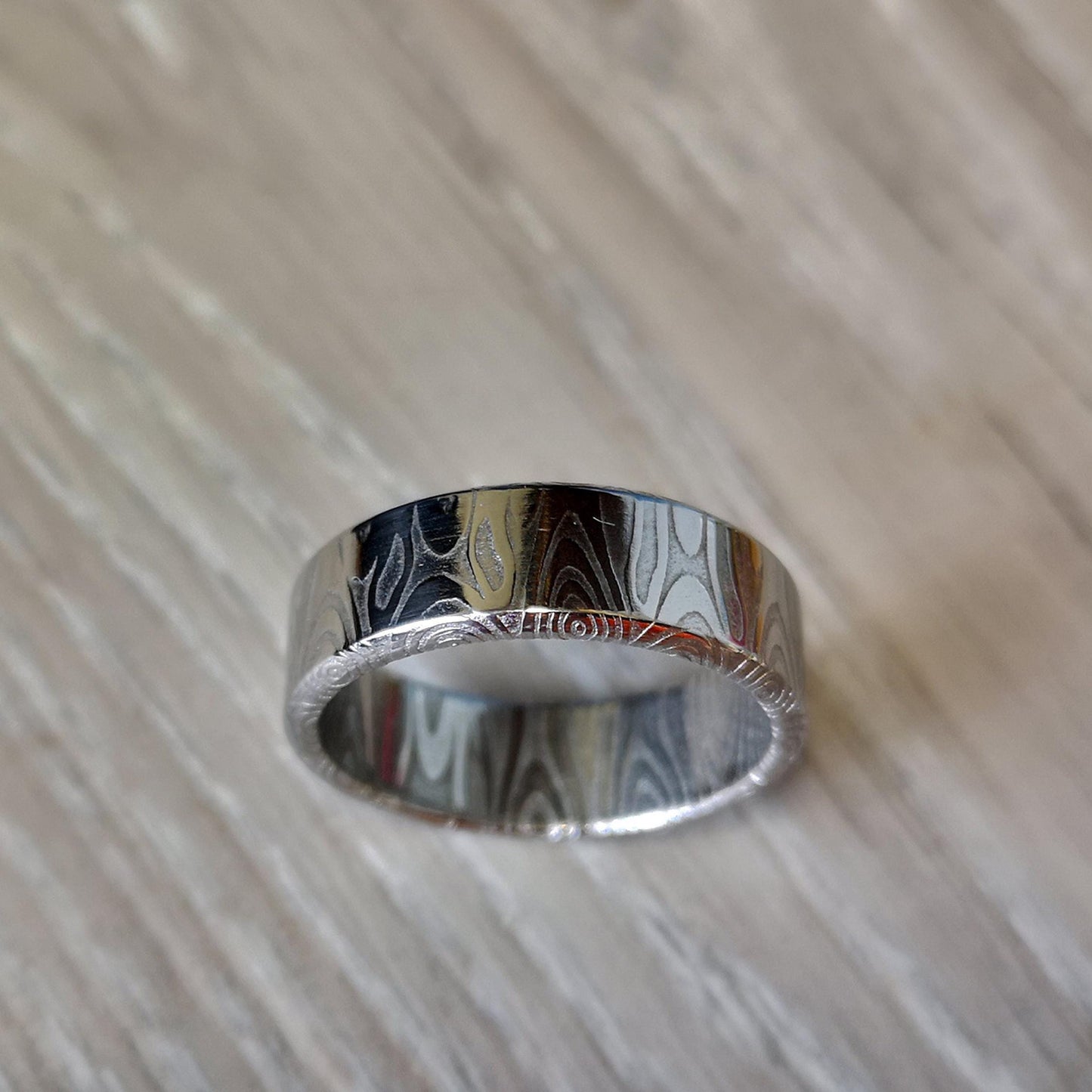 Handmade Damascus Steel Ring: Unique Stainless Steel Wedding Band