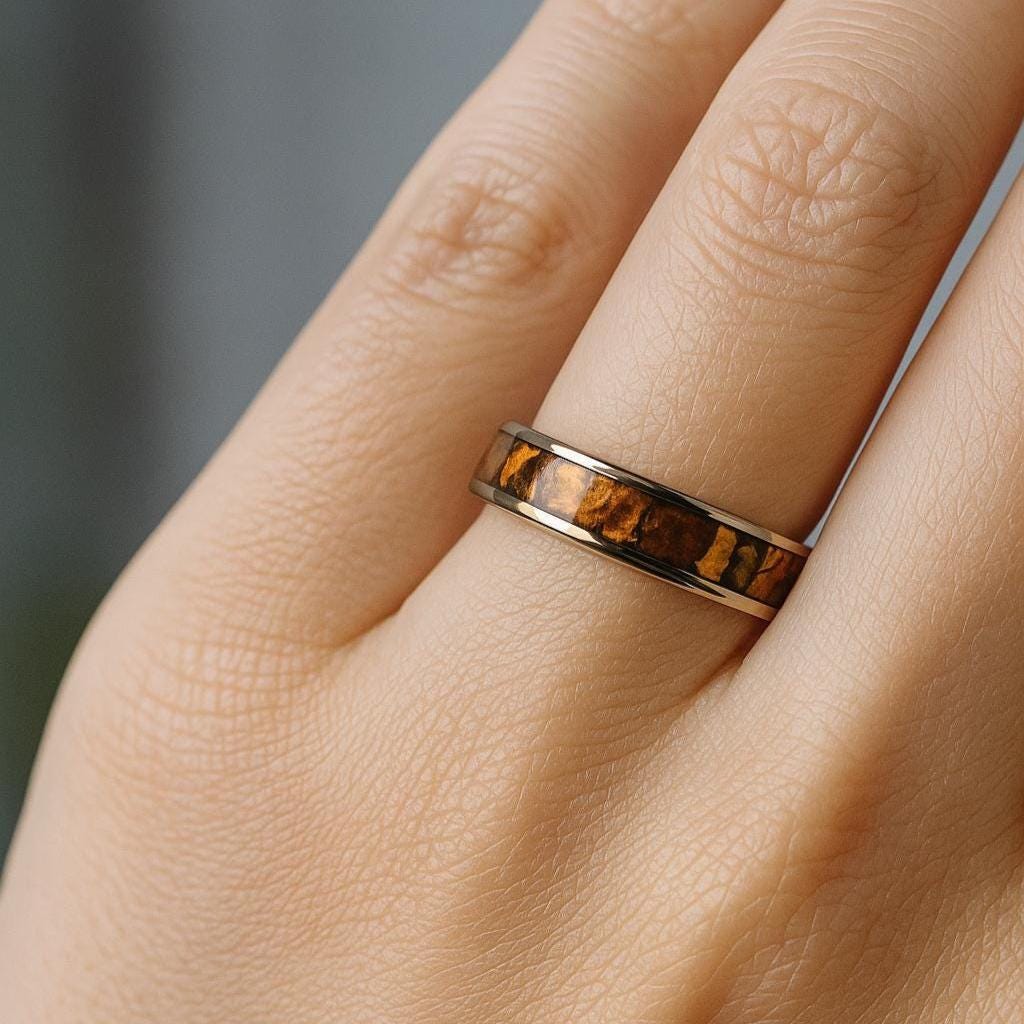 Tiger’s Eye Ring, Handmade Titanium Ring, Unique Men’s & Women’s Jewellery