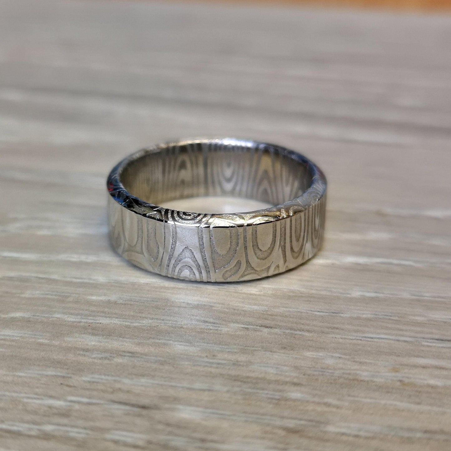 Handmade Damascus Steel Ring: Unique Stainless Steel Wedding Band