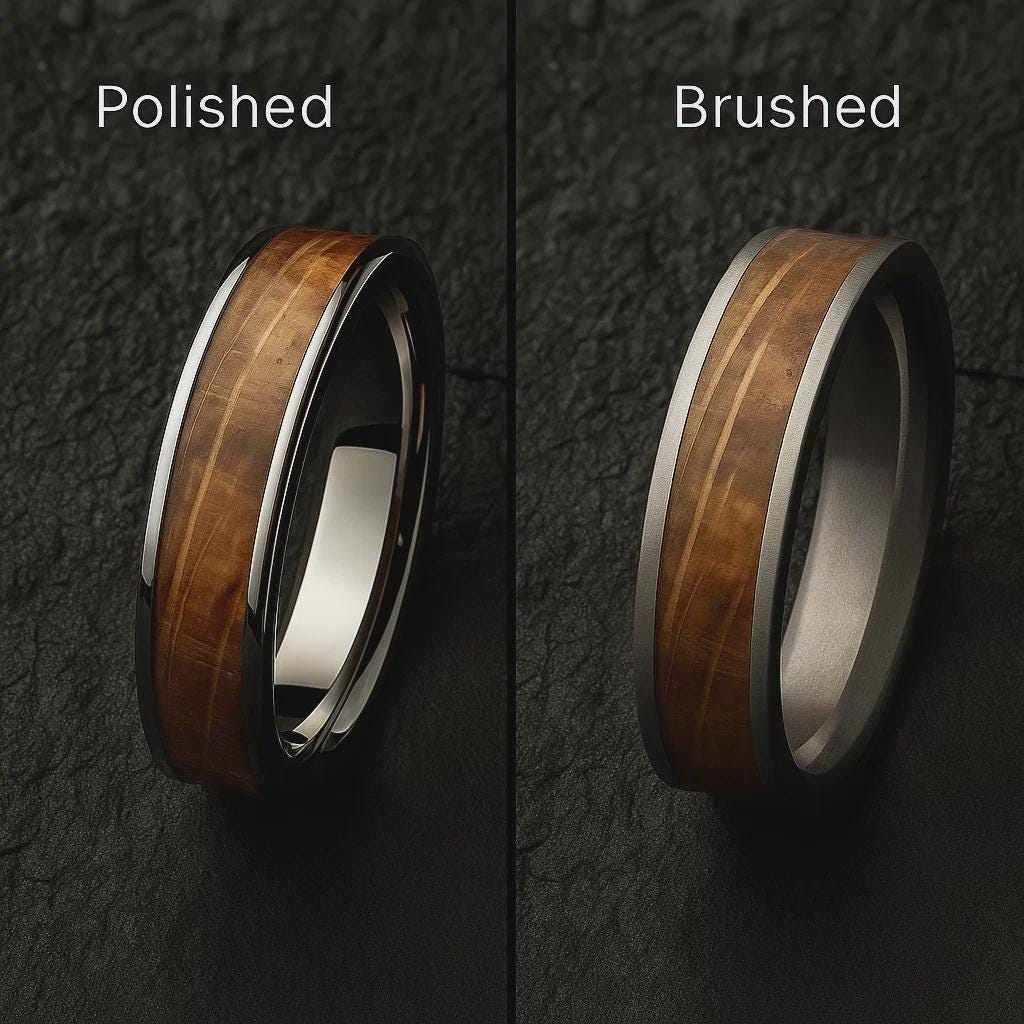 Whiskey Barrel Wood  Ring – Handmade Rustic Oak Wedding Band,