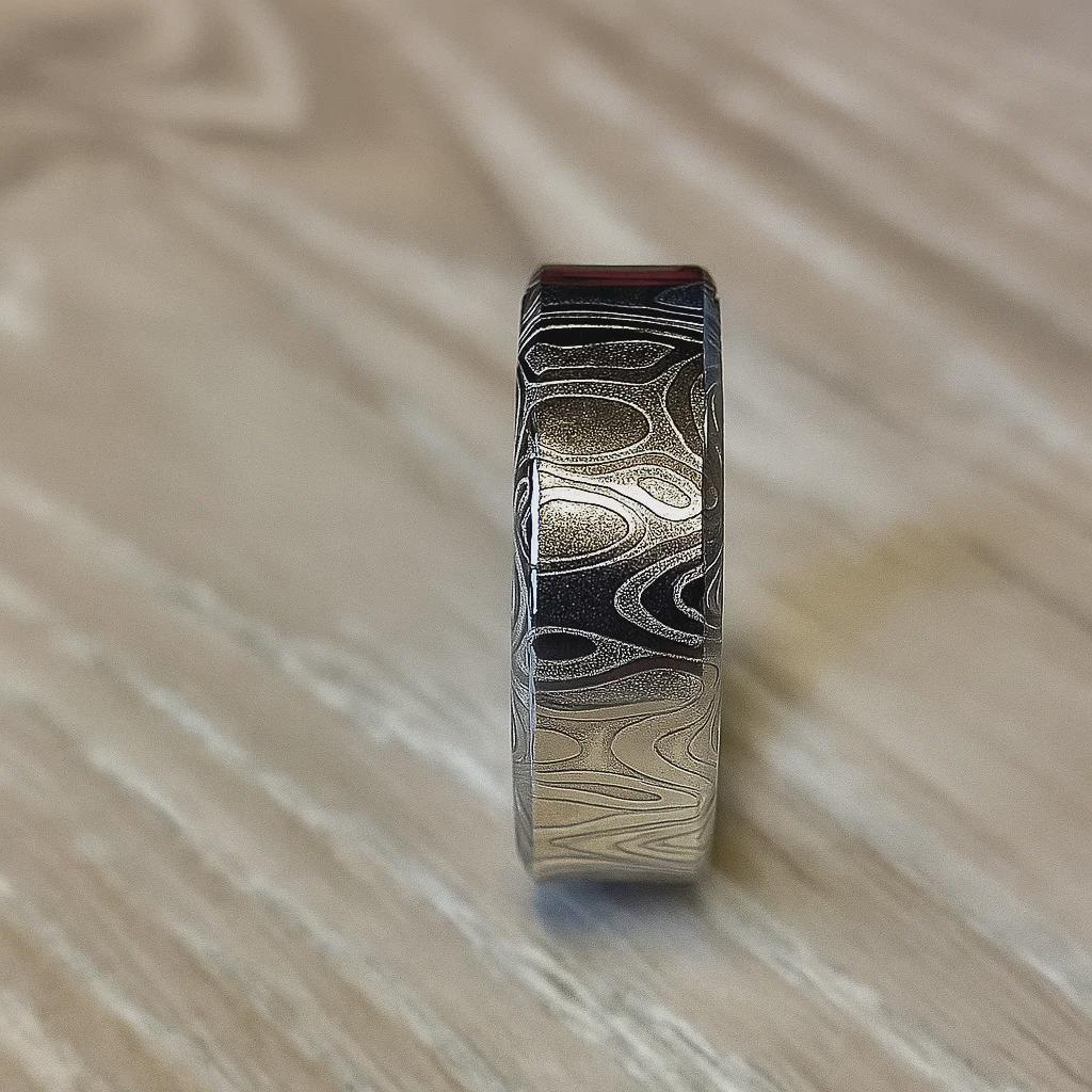 Handmade Damascus Steel Ring: Unique Stainless Steel Wedding Band