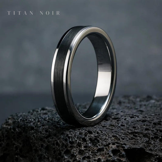 Minimalistic Promise Rings, Handmade Titanium & Carbon Fibre Wedding Band, Modern Engagement Ring