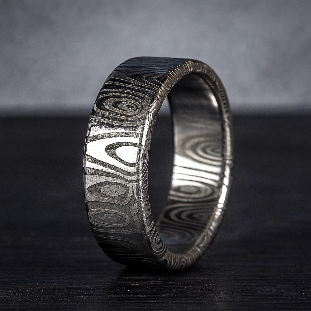 Handmade Damascus Steel Ring: Unique Stainless Steel Wedding Band